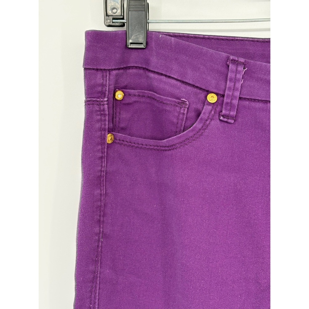 Celebrity Gold Skinny Pants Purple Stretch Mid Rise 8 - Picture 3 of 7